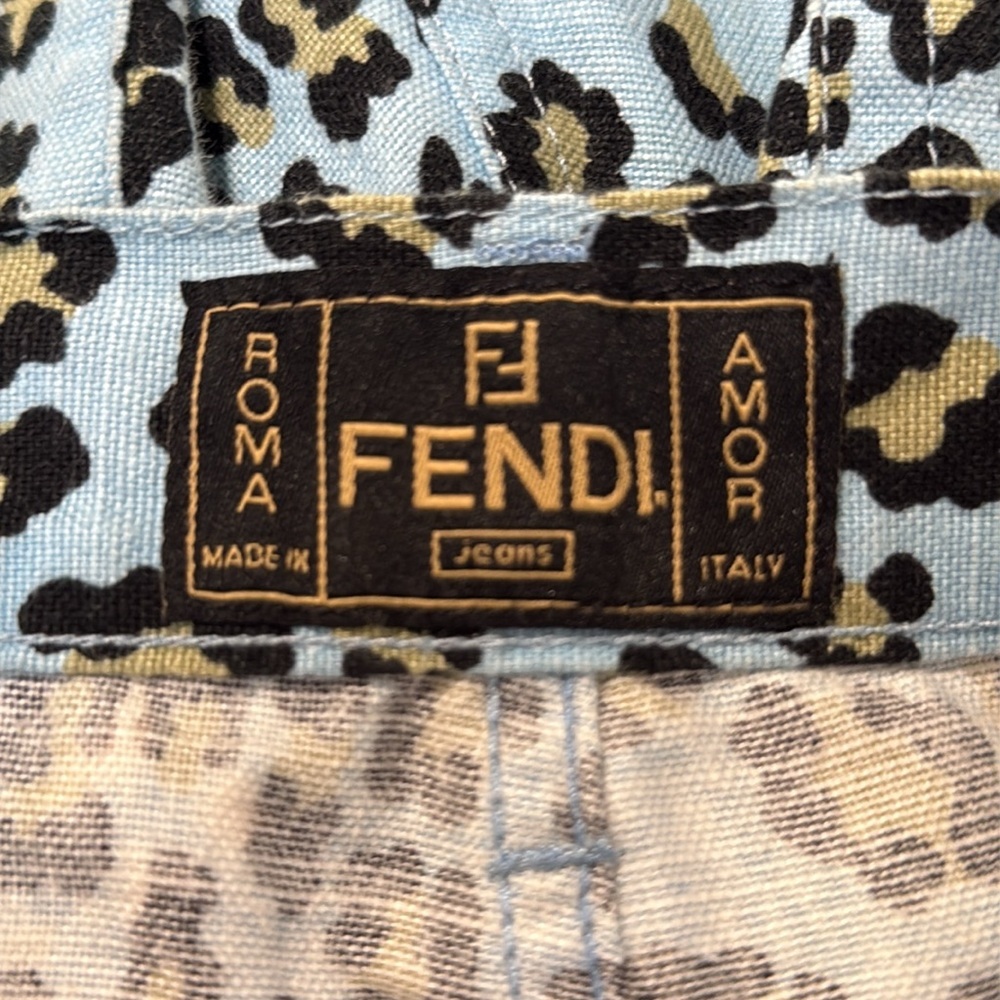 Fendi Vintage Leopard Print Pants Blue/Black/Gold Women’s - Picture 13 of 15